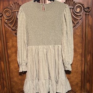 Entro Olive  Dress with Smocked Bodice